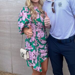 RHODE Pink and Green Floral Mini Dress